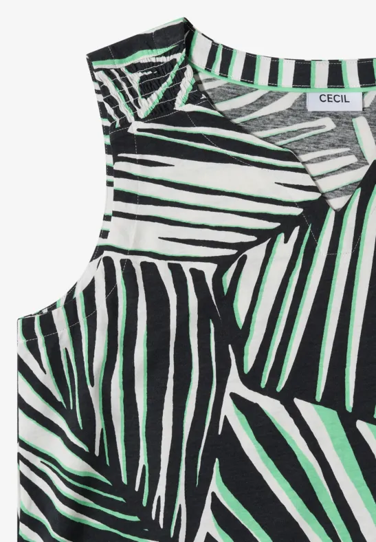 Top mit grafischem Print und Smokdetails
