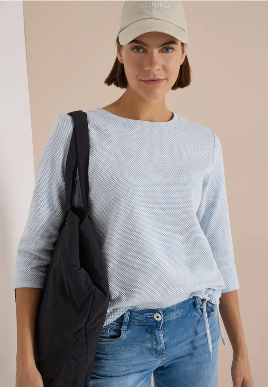 Strukturiertes 3/4-Arm Shirt mit Tunnelzug