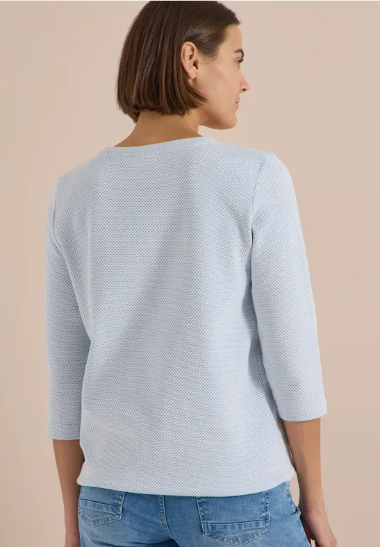 Strukturiertes 3/4-Arm Shirt mit Tunnelzug