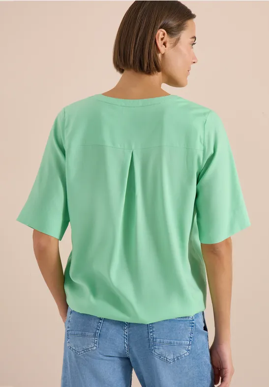 Kurzarmbluse mit Split-Neck
