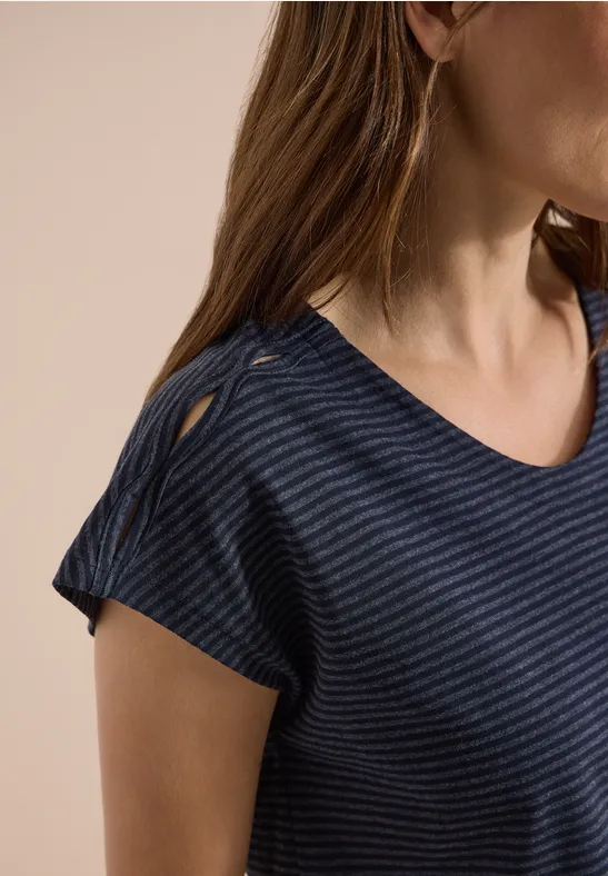 Gestreiftes Top mit Schulter-Cut-outs