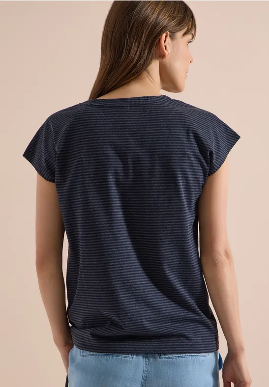 Gestreiftes Top mit Schulter-Cut-outs