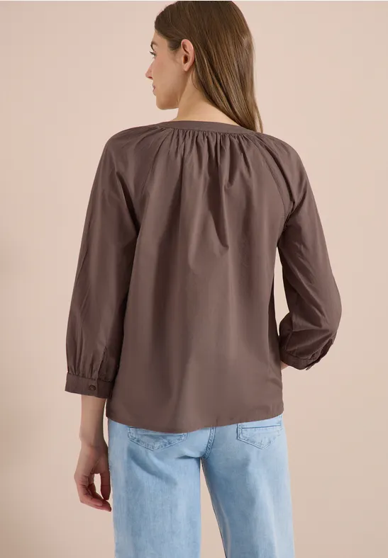 3/4-Arm-Bluse mit Split-Neck