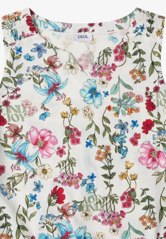 Ärmelloses Baumwolltop mit Blumenmuster