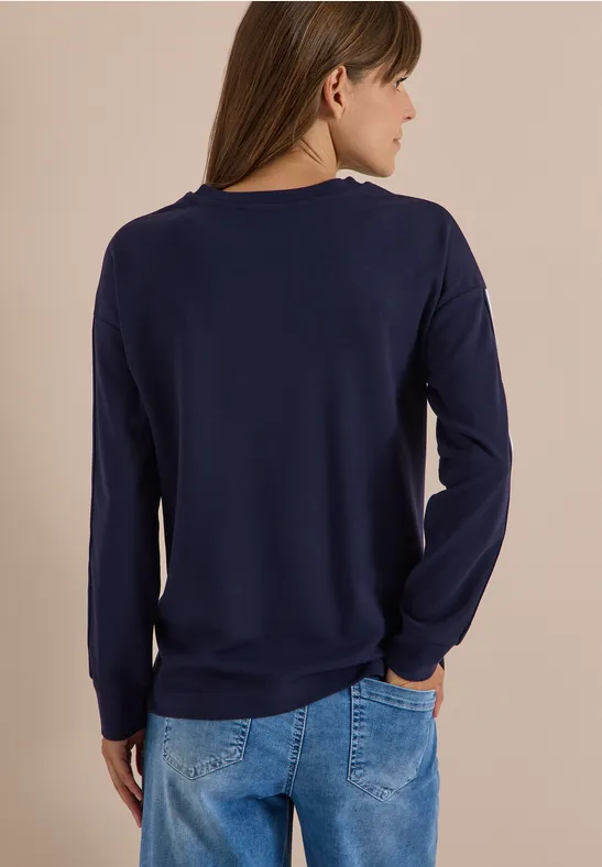 Lässiges Rundhals-Sweatshirt mit Streifen