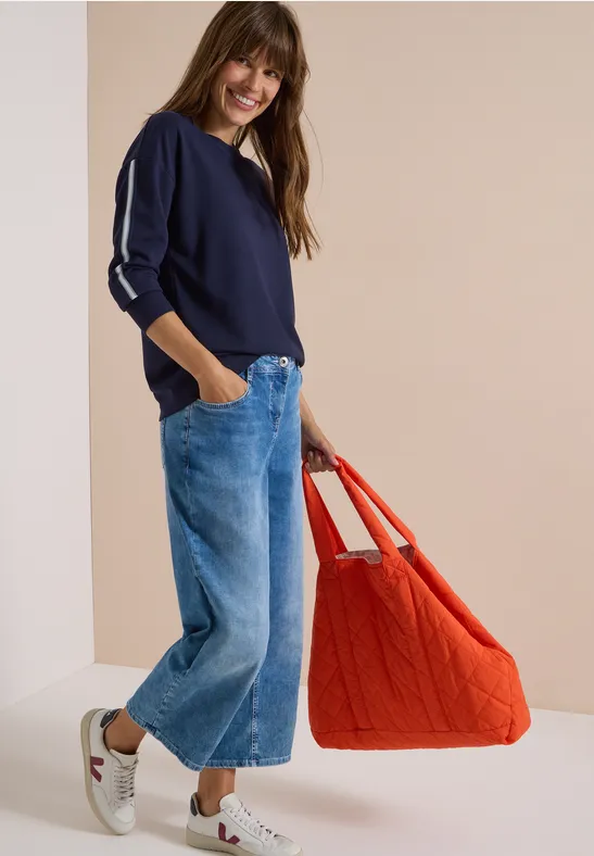 Lässiges Rundhals-Sweatshirt mit Streifen