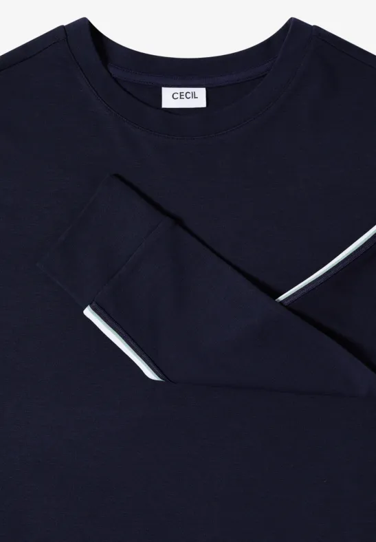 Lässiges Rundhals-Sweatshirt mit Streifen