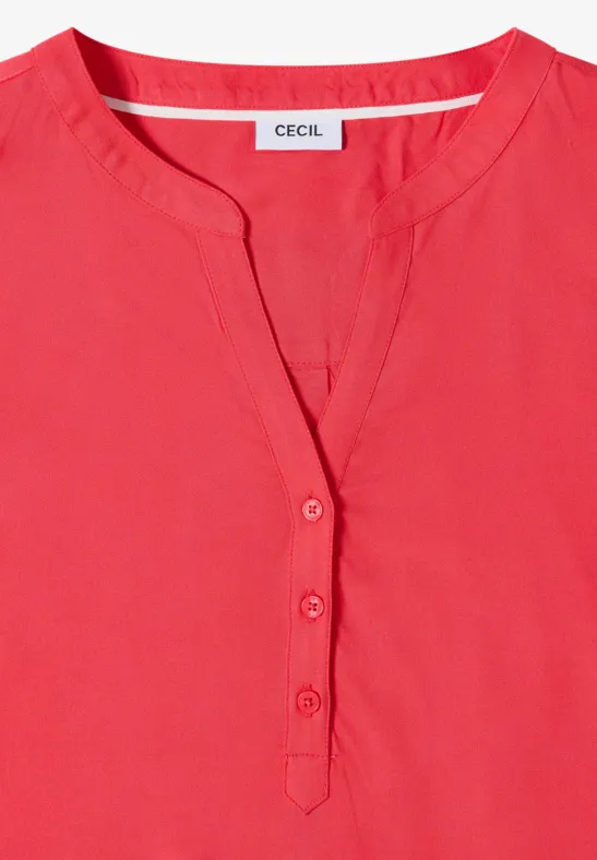 Kurzarmbluse mit Split-Neck