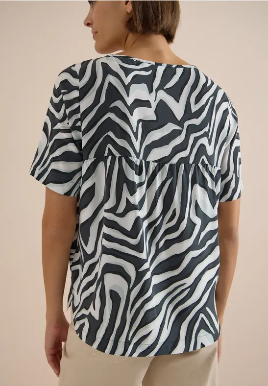 Blusenshirt mit abstraktem Zebra-Print