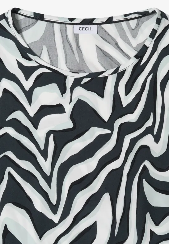 Blusenshirt mit abstraktem Zebra-Print