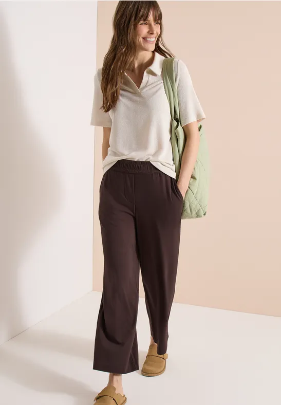 High-Waist Wide-Leg Jerseyhose