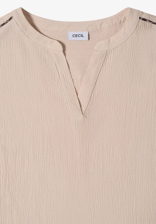 Strukturiertes Blusenshirt mit Split-Neck