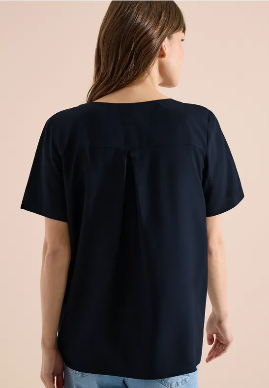 V-Ausschnitt Blusenshirt mit Knoten