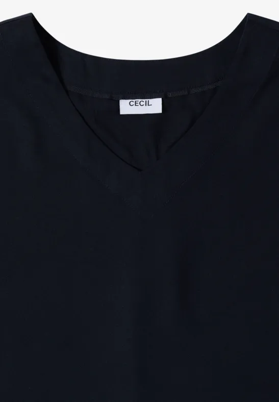 V-Ausschnitt Blusenshirt mit Knoten