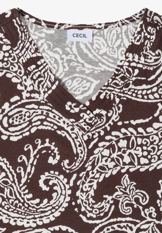 T-Shirt mit Paisley-Muster und V-Ausschnitt