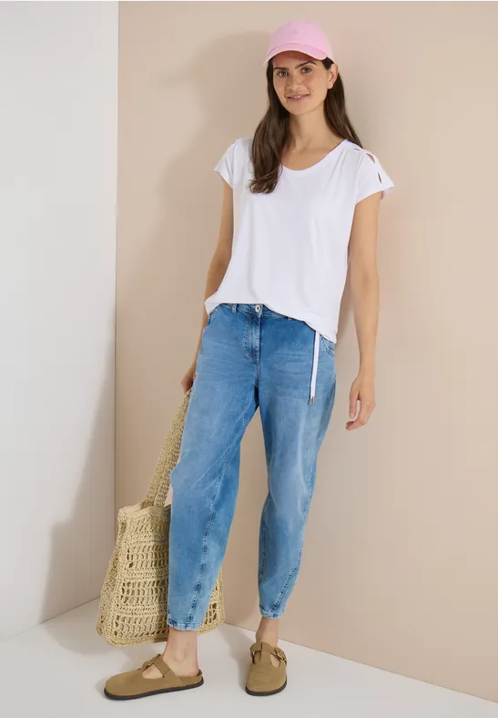 T-Shirt mit Cut-Outs und überschnittenen Schultern