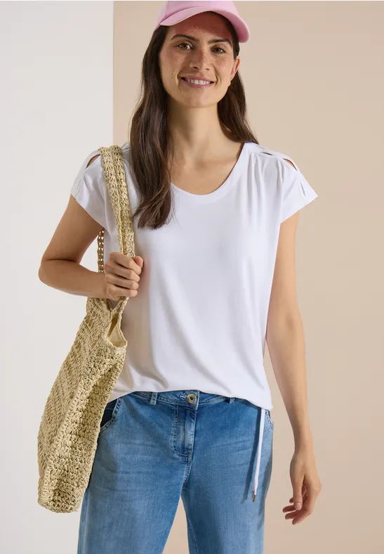 T-Shirt mit Cut-Outs und überschnittenen Schultern
