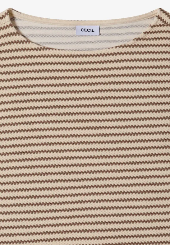 Strukturiertes Shirt mit U-Boot-Ausschnitt
