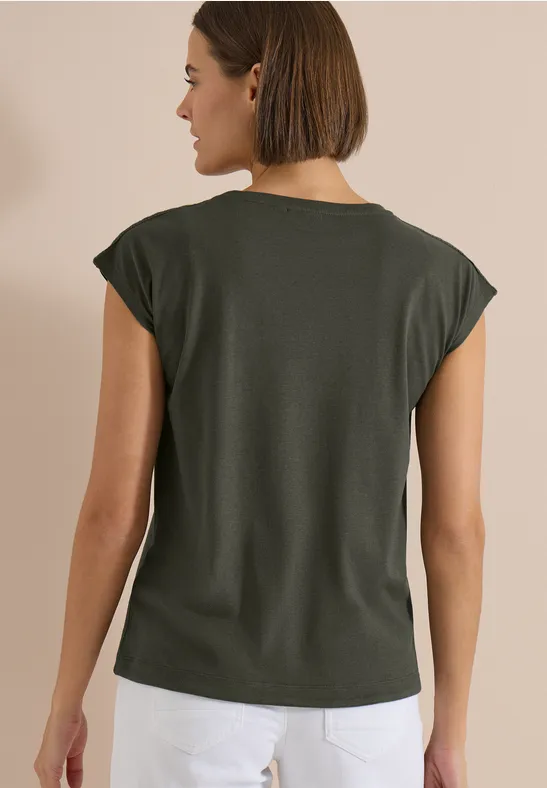 T-Shirt mit Crochet-Schulterdetails