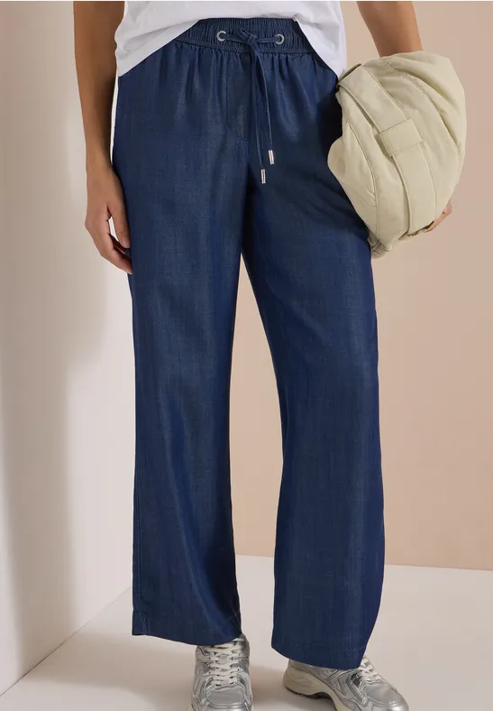 High Waist Wide Leg Lyocell-Hose