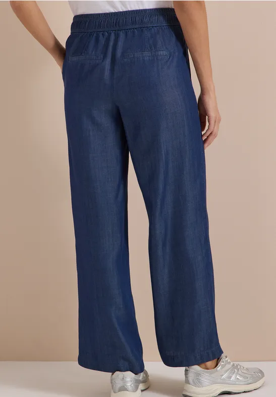 High Waist Wide Leg Lyocell-Hose