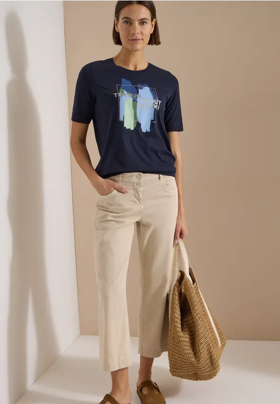 Jersey-T-Shirt mit künstlerischem Print