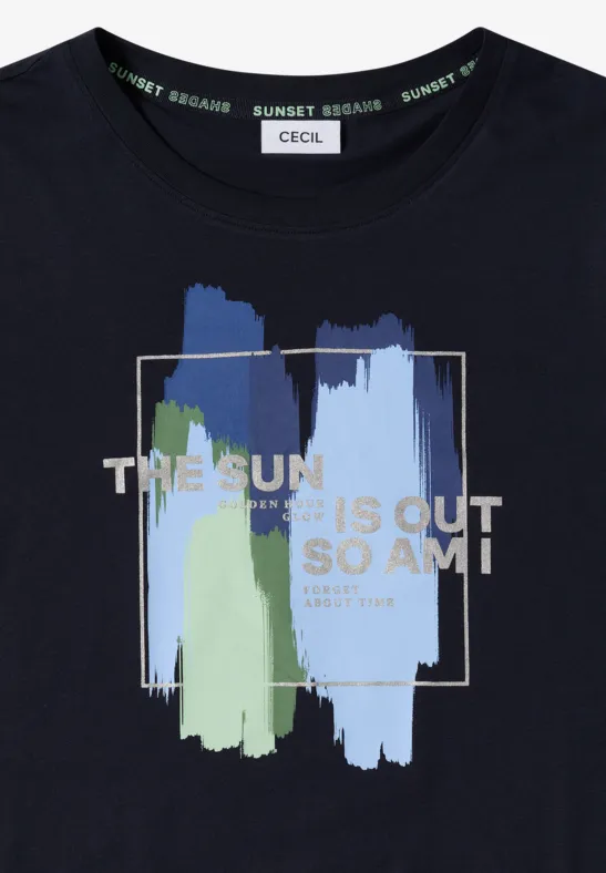 Jersey-T-Shirt mit künstlerischem Print