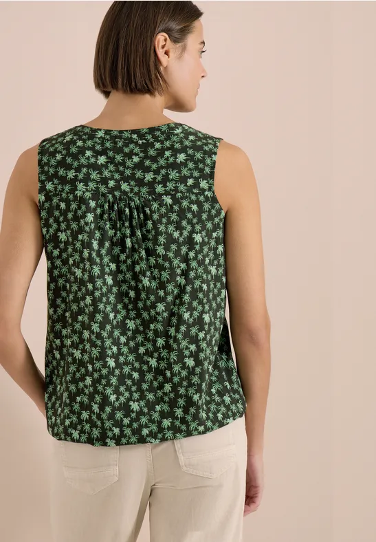 Ärmellose Bluse mit Palmenprint