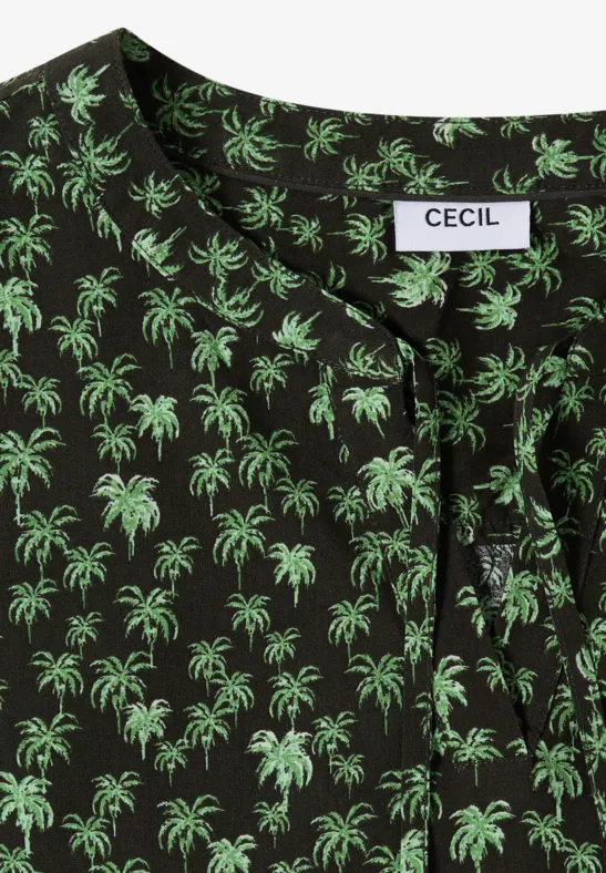 Ärmellose Bluse mit Palmenprint
