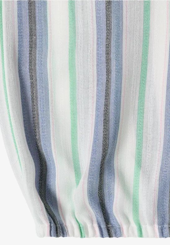 Gestreifte Kurzarmbluse mit Split-Neck