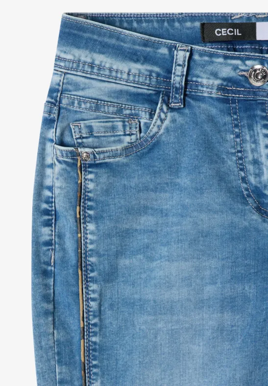 Straight-Leg-Jeans mit Leo-Paspeln