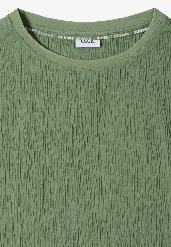 Strukturiertes Blusenshirt mit überschnittenen Schultern