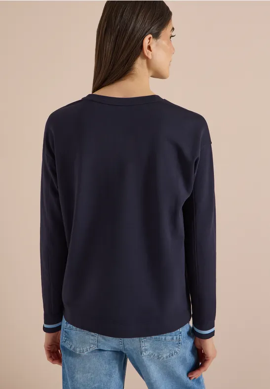 Sportives Langarm-Jerseyshirt mit Streifendetail