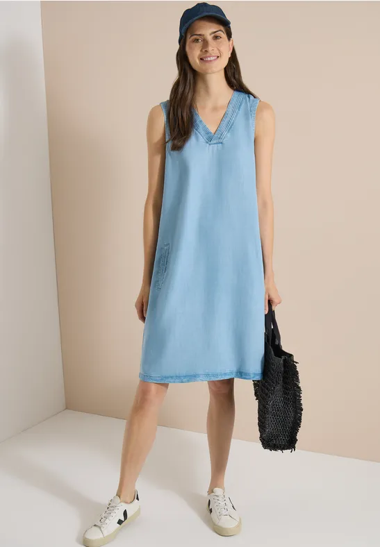 Ärmelloses V-Neck Kleid aus Lyocell