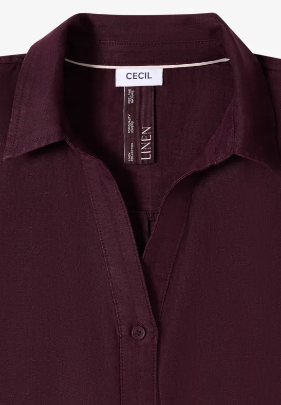 Locker geschnittene Kurzarm-Leinenbluse