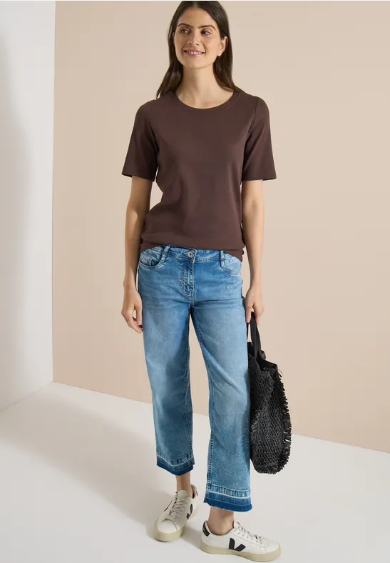 Rippshirt aus Baumwoll-Mix