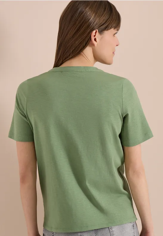 Lässiges Baumwoll-Shirt mit Split-Neck