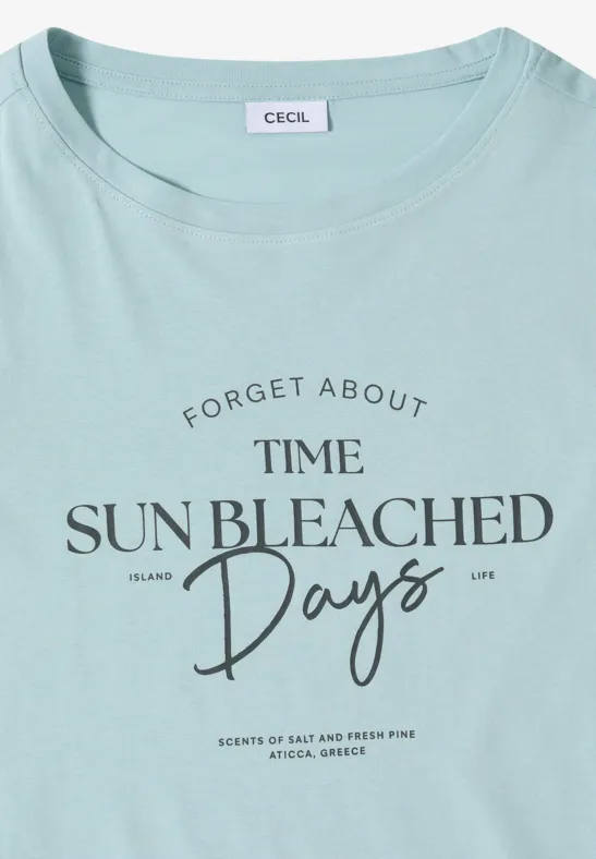 T-Shirt mit Schriftzug und U-Boot-Ausschnitt