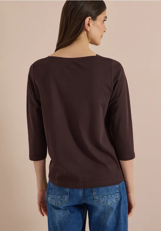 3/4-Arm Shirt mit U-Boot-Ausschnitt