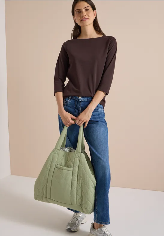 3/4-Arm Shirt mit U-Boot-Ausschnitt