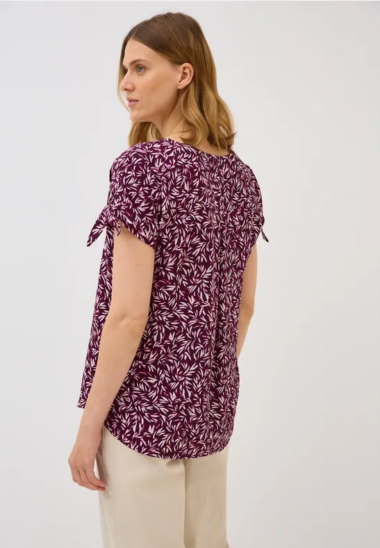 Grafikprint-Bluse mit Knotendetails