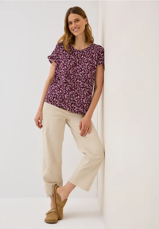 Grafikprint-Bluse mit Knotendetails