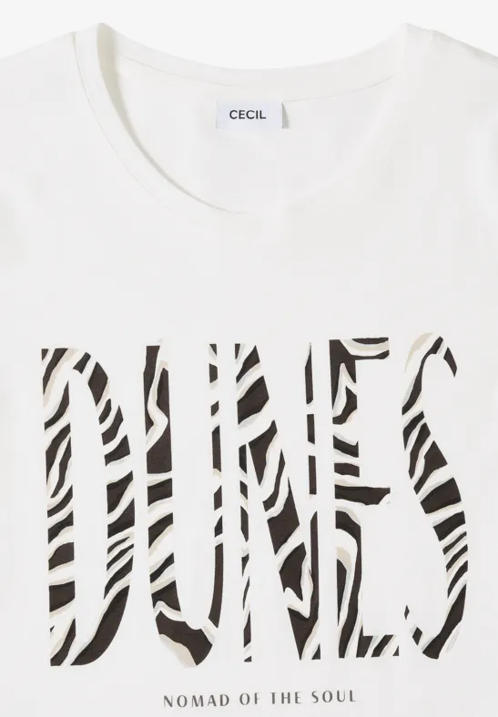 Baumwoll-T-Shirt mit Zebra-Schriftzug