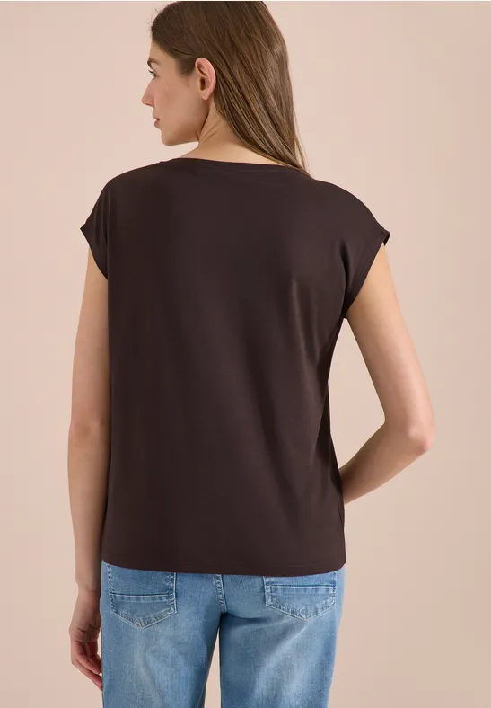 Lockeres V-Ausschnitt-Shirt mit überschnittenen Schultern