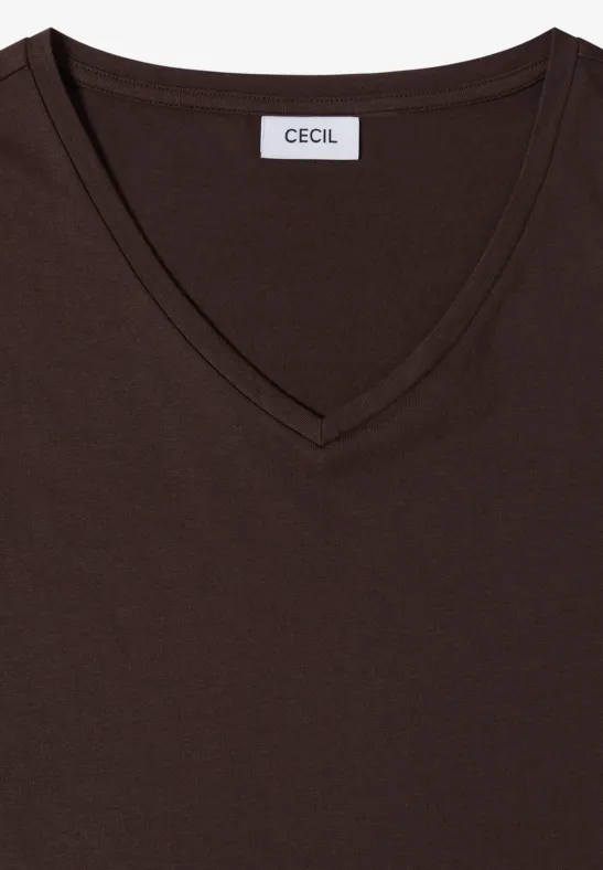 Lockeres V-Ausschnitt-Shirt mit überschnittenen Schultern