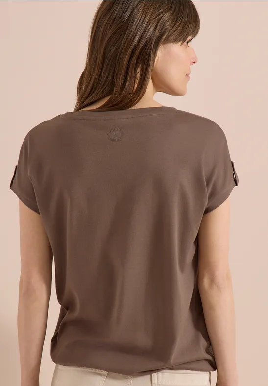 Legeres T-Shirt mit Aufschlagärmeln