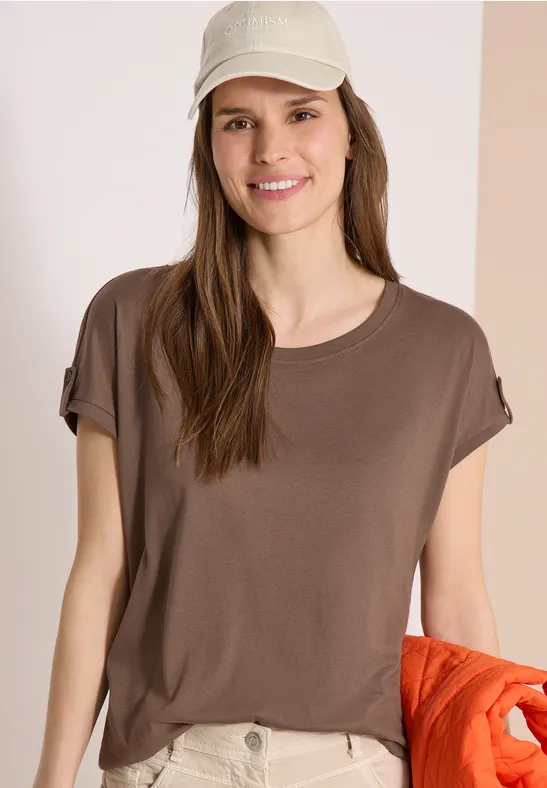 Legeres T-Shirt mit Aufschlagärmeln
