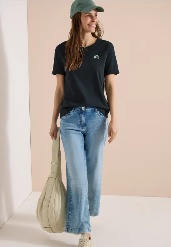 Baumwollshirt mit kleinem Grafikprint