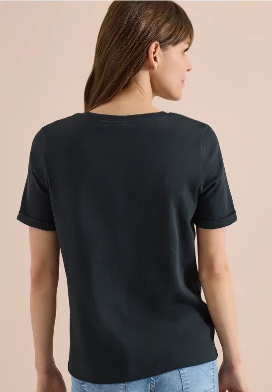 Baumwollshirt mit kleinem Grafikprint