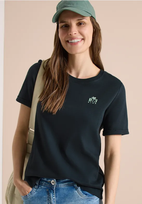 Baumwollshirt mit kleinem Grafikprint